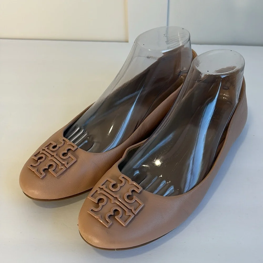 Tory Burch Melinda Powder Coated Blush/Tan Ballet Flats